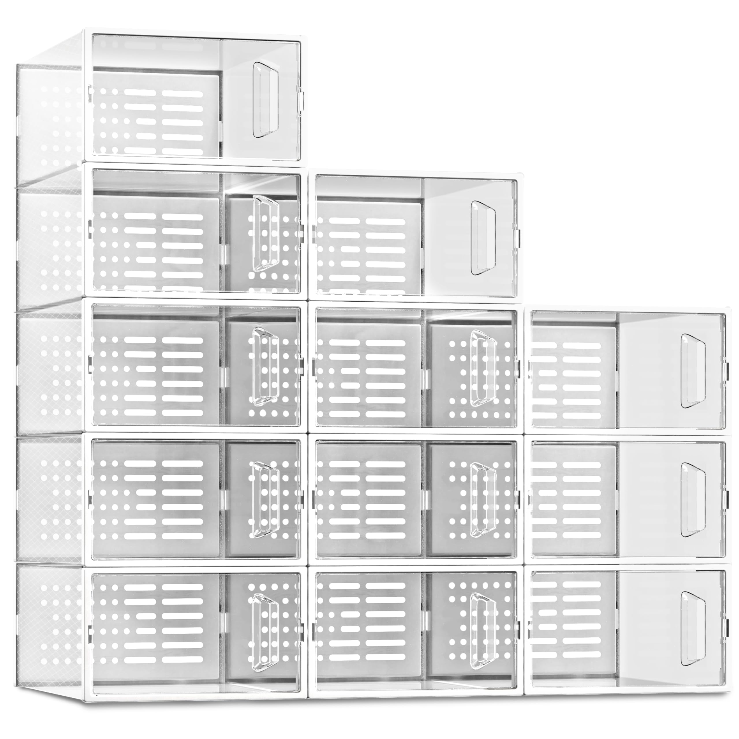 Photo 1 of SEE SPRING 12 Pack Shoe Storage Box, Clear Plastic Stackable Shoe Organizer for Closet, Space Saving Shoe Rack Sneaker Container Bin Holder, Clear