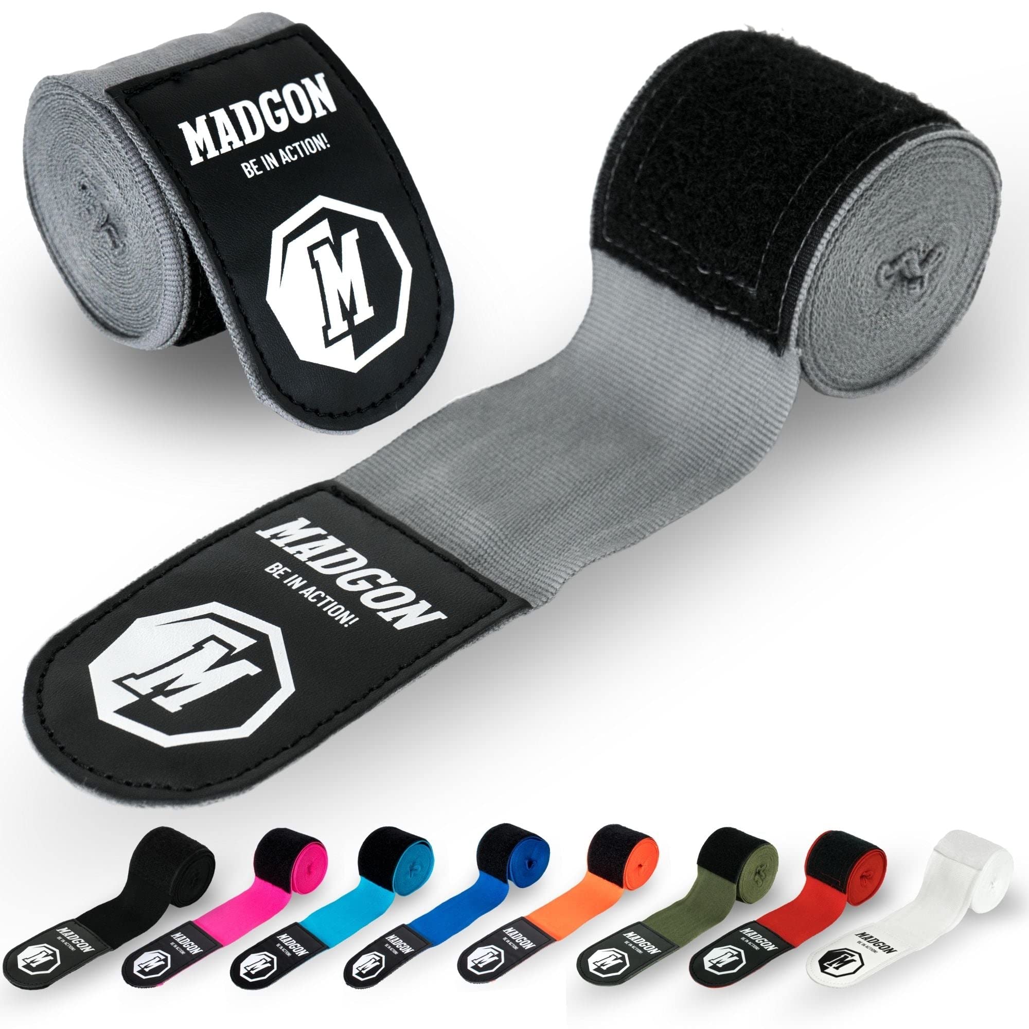 MADGON Boxing Wraps with high-grade Hook and Loop Strap and Thumb Loop - 3m / 3,8m / 4,5m - Durable Hand Wraps for MMA, Boxing, Kickboxing, Sparring - Wrist Wraps - Excellent Sweat Absorption
