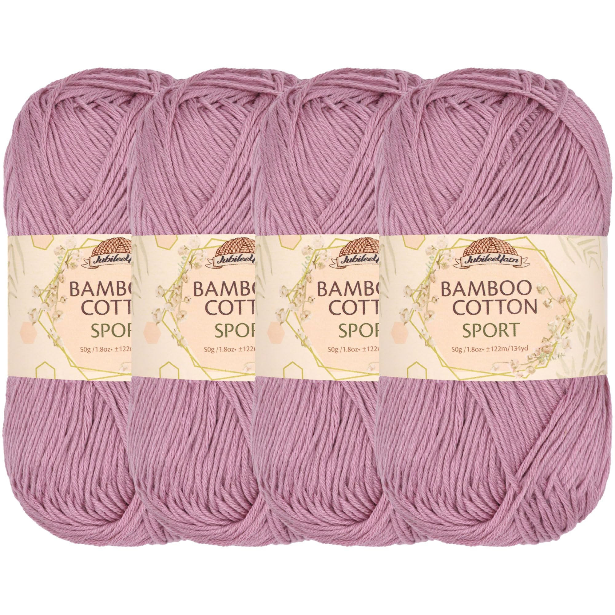JubileeYarn Bamboo Cotton Sport 4 Ply Yarn - 50g/Skein - Cotton Candy - 4 Skeins