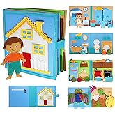 Daily Life of Boys Busy Book for Toddlers,Montessori Busy Books,Preschool Felt Busy Quiet Book Learning Life Skills,House Pretend Play Dress UP Game,Montessori Toys for 3 4 5 Years Autism Sensory