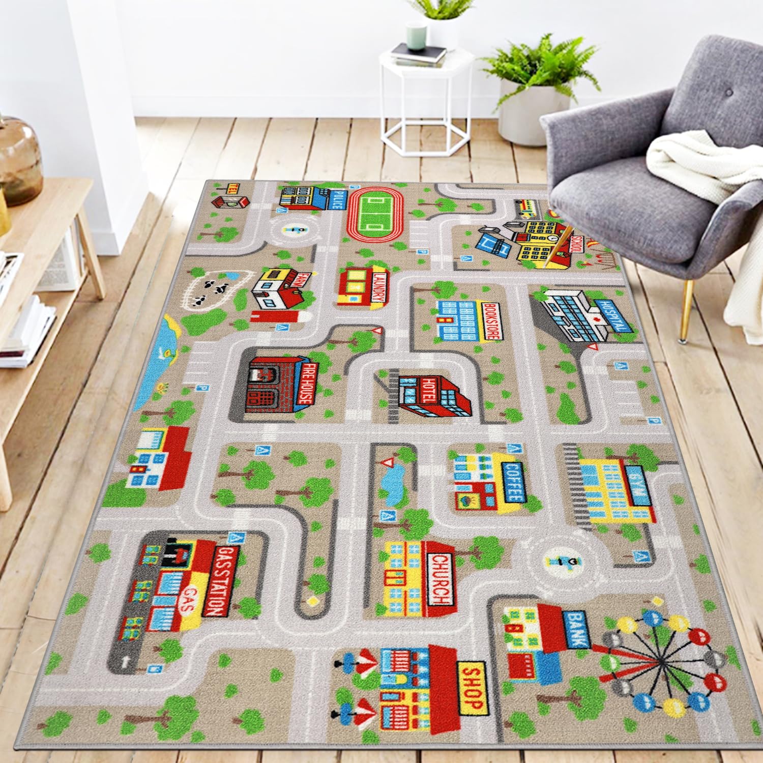 VSIWB Educational Road Traffic Carpet Kids Carpet Playmat Car Rug Fun ...