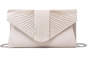 Labair Womens Evening Bag Pleated Satin Clutch Wedding Dressy Formal Handbag Crossbody Shoulder Bag