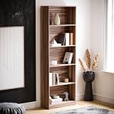 Vida Designs Cambridge 5 Tier Extra Large Bookcase Walnut Wood Shelving view 6