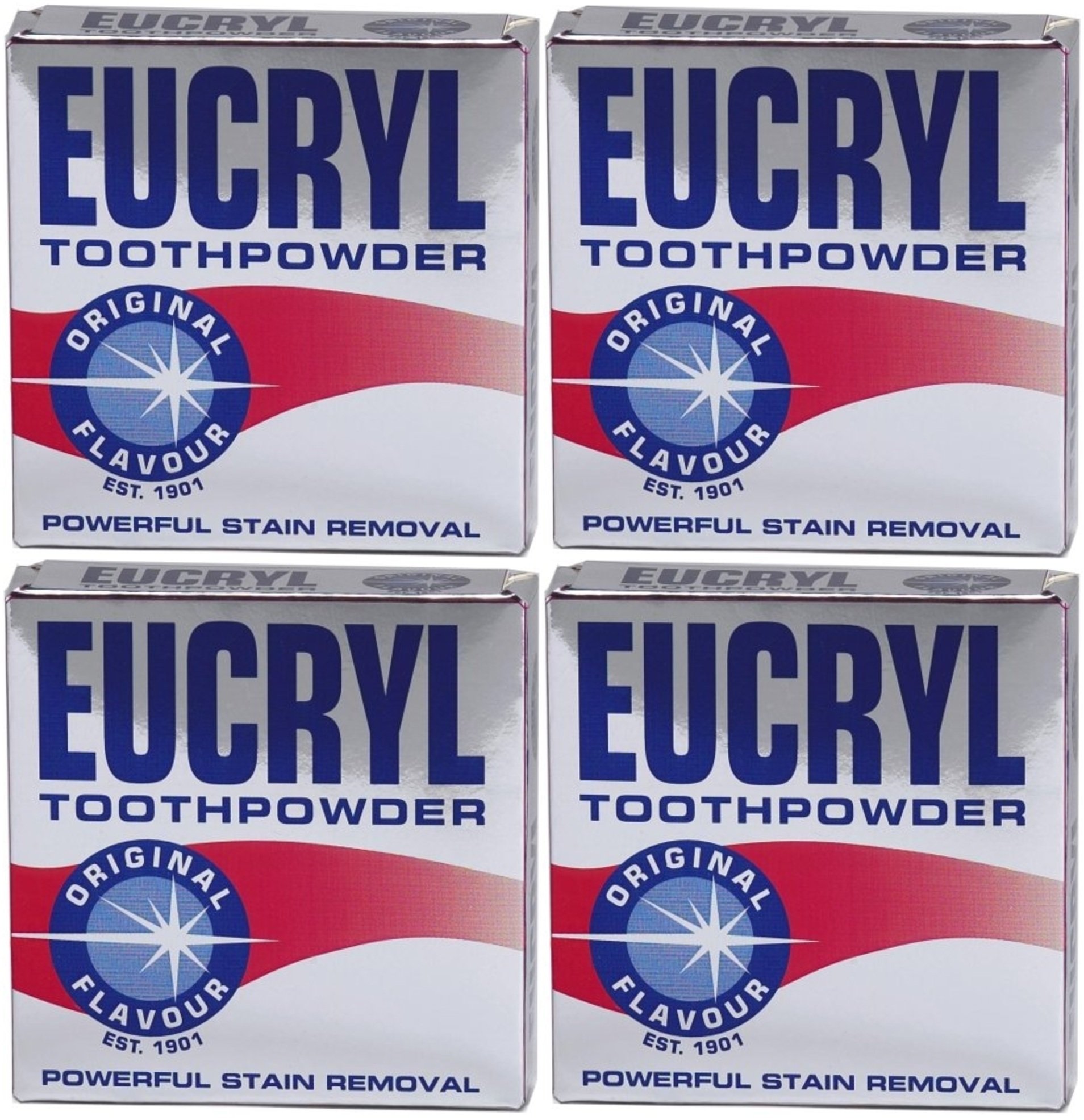 x4 Eucryl Smokers Tooth Powder Original 50g