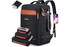 Bagsure Travel Backpack, 42L Carry on Luggage, Flight Approved Expandable Backpack, Laptop Backpack, Hidden Shoulder Straps Weekender Bags for Women Men, Suitcase with Packing Cubes and Shoe Pocket