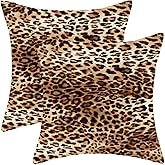 Leopard Print Pillow Covers 18x18 Inch Set of 2, Cheetah Print Decorative Throw Pillowcase Decorative Animal Print Stripe Modern Outdoor Cushion Cover for Sofa Couch Living Room Bed Decor