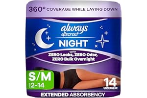 Always Discreet Night, Reimagined Adult Diapers for Women, Overnight Incontinence Underwear S/M, 14 Count​