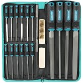LIBRATON 31PCS Metal File Set, Metal Files, 12 Needle Files | For Metal, Steel, Wood, Metalworking, Woodworking, Hobby &amp; Crafts, with Riffler File, 12 Sandpapers, Steel Brush, Carry Case
