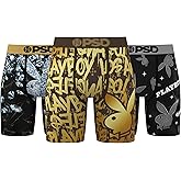 PSD Mens Boxer Briefs - Playboy Lux 3-Pack, 7 Inch Inseam, Moisture-Wicking, Boxer Briefs for Men Pack
