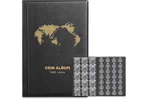 MUSHENJI Coin Album for Collectors,340 Pockets Coin Collection Book Holder Display Storage Case,Collecting Sleeves Organizer Supplies for Coins,Pennies,Quarters,Badges,Stamp