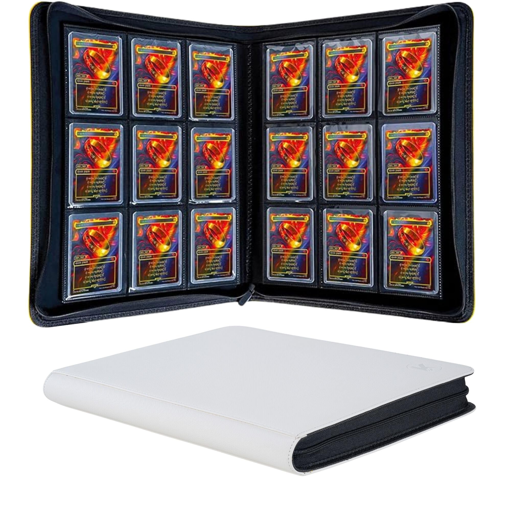 Side Loading Binder Toploader Binder Holds 288 Cards - 9 Pocket Page Binder  For 3x4" Toploaders, Carbon Black Pokemon Card Top Loaders