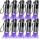 ROCEEI 10 Pieces UV Blacklight Flashlights, LED Lights, Handheld Blacklight, Mini Torch Detector, Portable UV Flashlight for Pets (Purple Light)