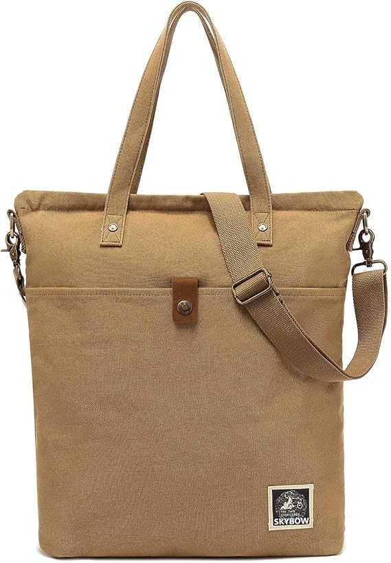 Amazon Skybow トートバッグ メンズ 斜めがけ ショルダーバッグ キャンバス 大容量 大きめ カバン 2way ショルダー 帆布 バッグ カジュアル 通勤 通学 旅行 おしゃれ ブラウン Skybow トートバッグ