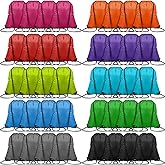 Shappy 100 Pieces Drawstring Bag Gym Portable String Sack Backpacks Polyester Blank Cinch Drawstring Bags for Sports Travel DIY Gift Storage Set, 10 Colors