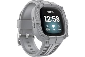 GELISHI Compatible with Fitbit Versa 3 Bands with Bumper,TPU Sport Protective Case Rugged Protector Replacement Strap Accessories for Fitbit Sense/Fitbit Versa 3 Smart Watch