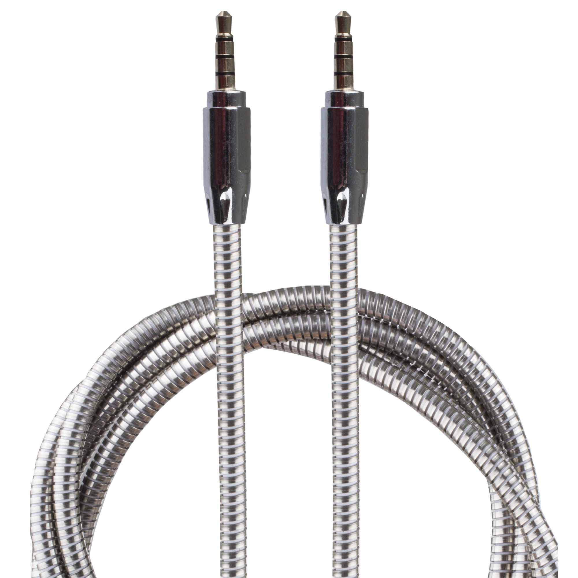 Lilware Metallic 35 Inches (90 cm) Aux Audio Cable 3.5mm Jack Male to Male Cord For Multimedia Devices - Light Grey