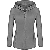 Viracy Womens Full Zip Up Hoodies Lightweight Fleece Jackets Long Sleeve Hiking Sweater with Handy Pockets and Inside Pocket