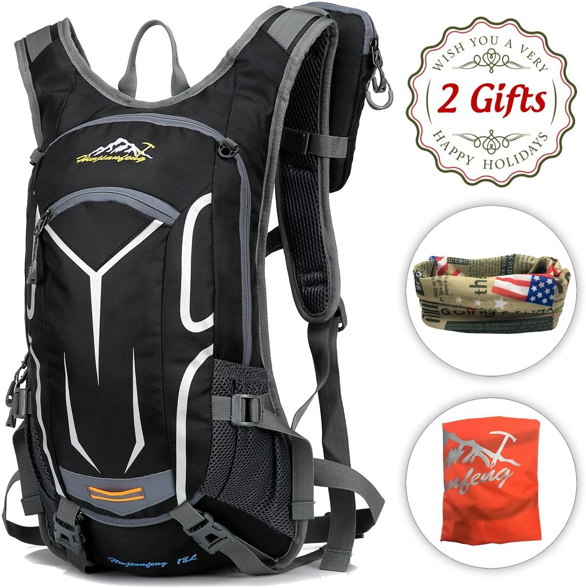 [Upgraded] Cycling Running Backpack - 18L Hydration Camel Pack Waterproof Bike Bag, Small Daypack for Hiking Motorcycle Camping, Outdoor Gifts for Men Husband Son Kids Birthday Valentines Day