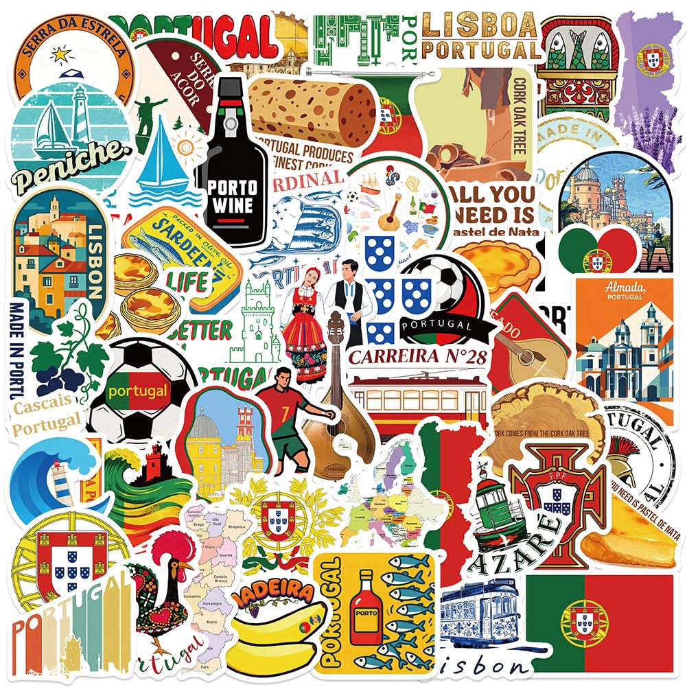 Portugal Stickers |53Pcs Portuguese Theme Waterproof Vinyl Decals
