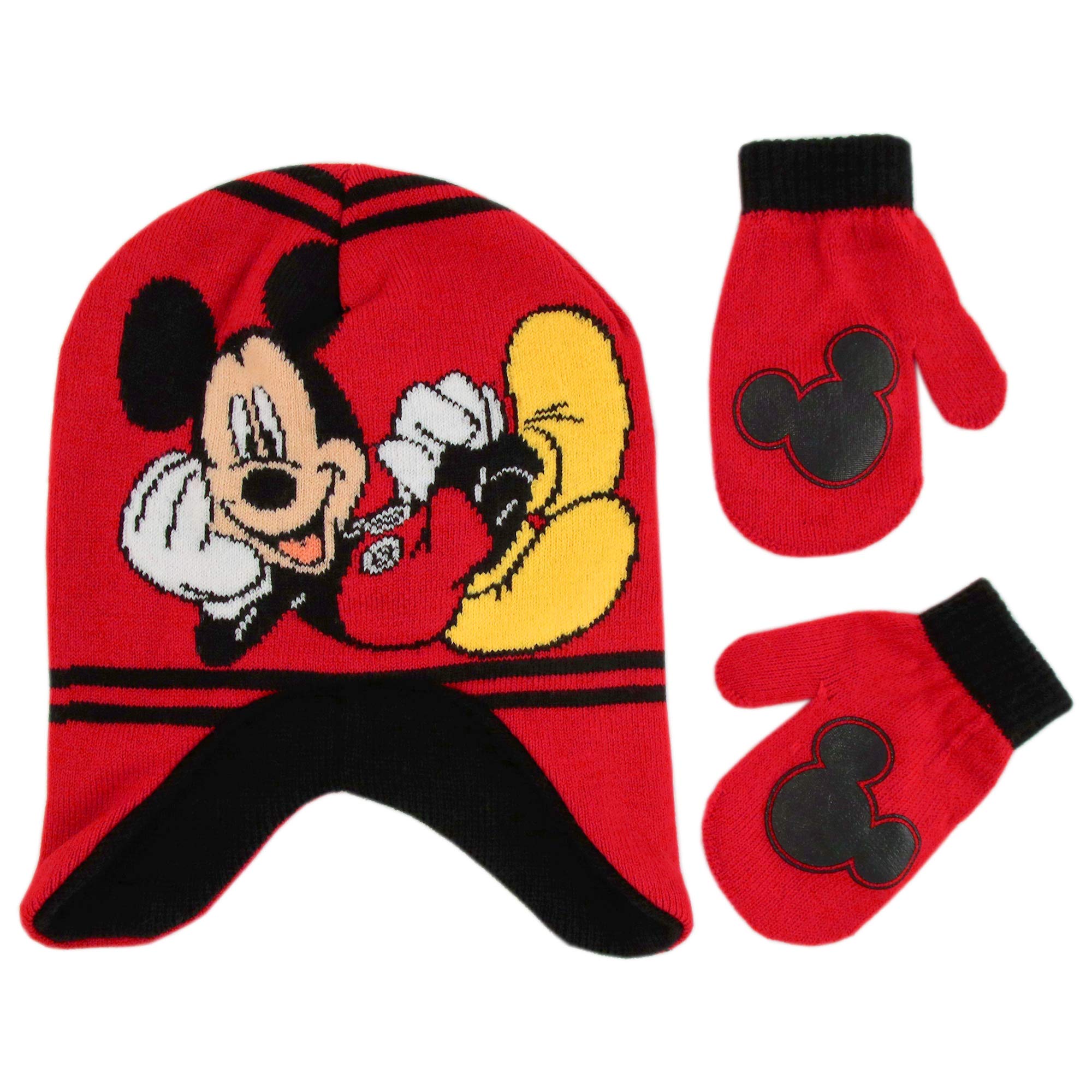Disney Boys Toddler Mickey Mouse Clubhouse Hat And Mittens Cold Weather Set Red Black Age 2 4 Jodyshop