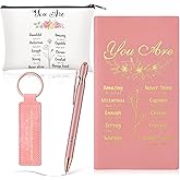Kosiz 4 Pcs Christmas Employee Appreciation Gift for Women Christian Gifts, Religious Scripture Makeup Bags Bible Verses Keychain Faux Leather Journal Notebook and Ballpoint Pen Encourage Gifts