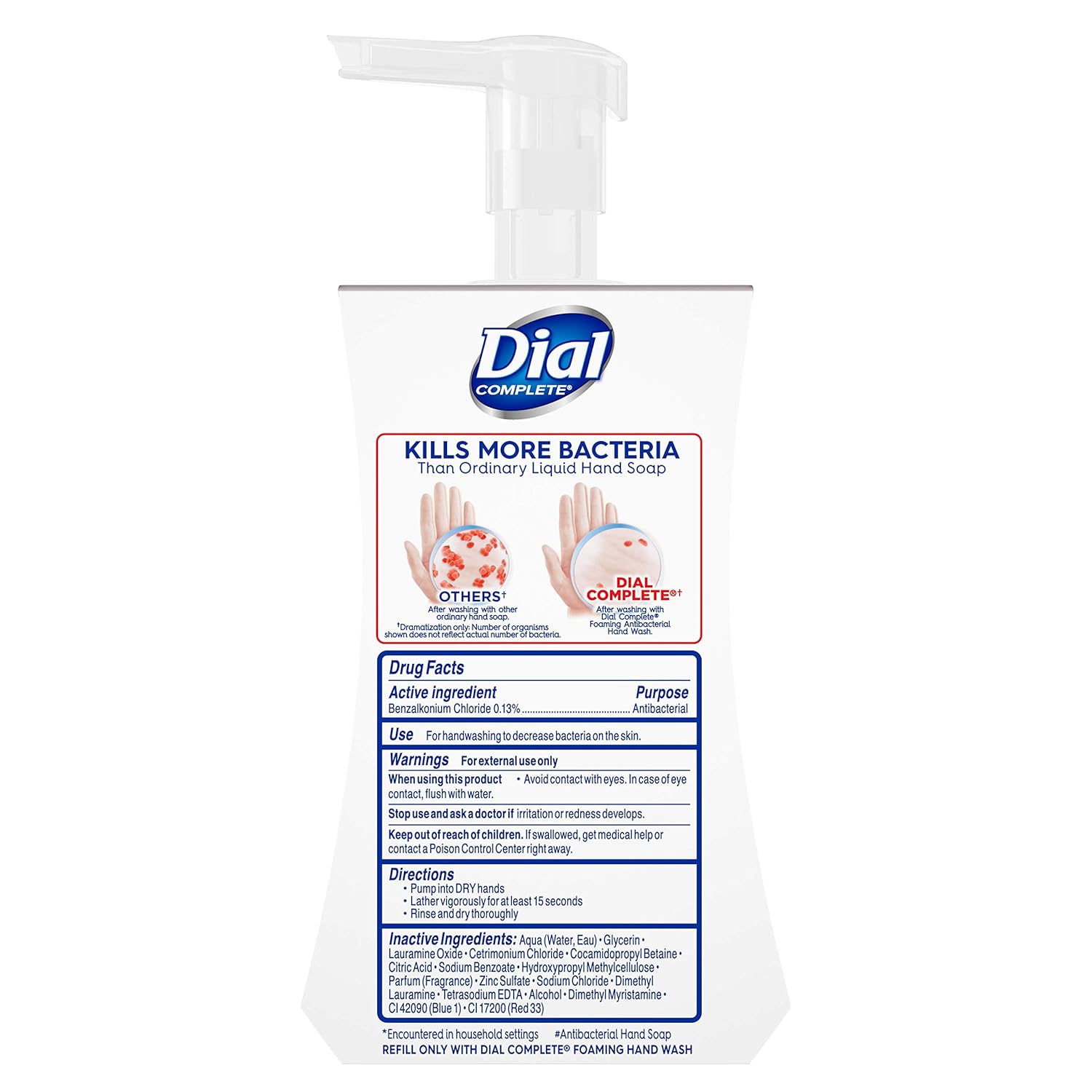 Dial Complete Foaming Antibacterial Hand Wash, Soothing White Tea, 7.5 Ounce : Dial Complete Antibacterial Foaming Hand Wash Refill : Beauty