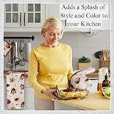 Muldale Floral Oven Mitt Pot Holder Set 5pc Linen Kitchen Towels Vintage Royal view 4