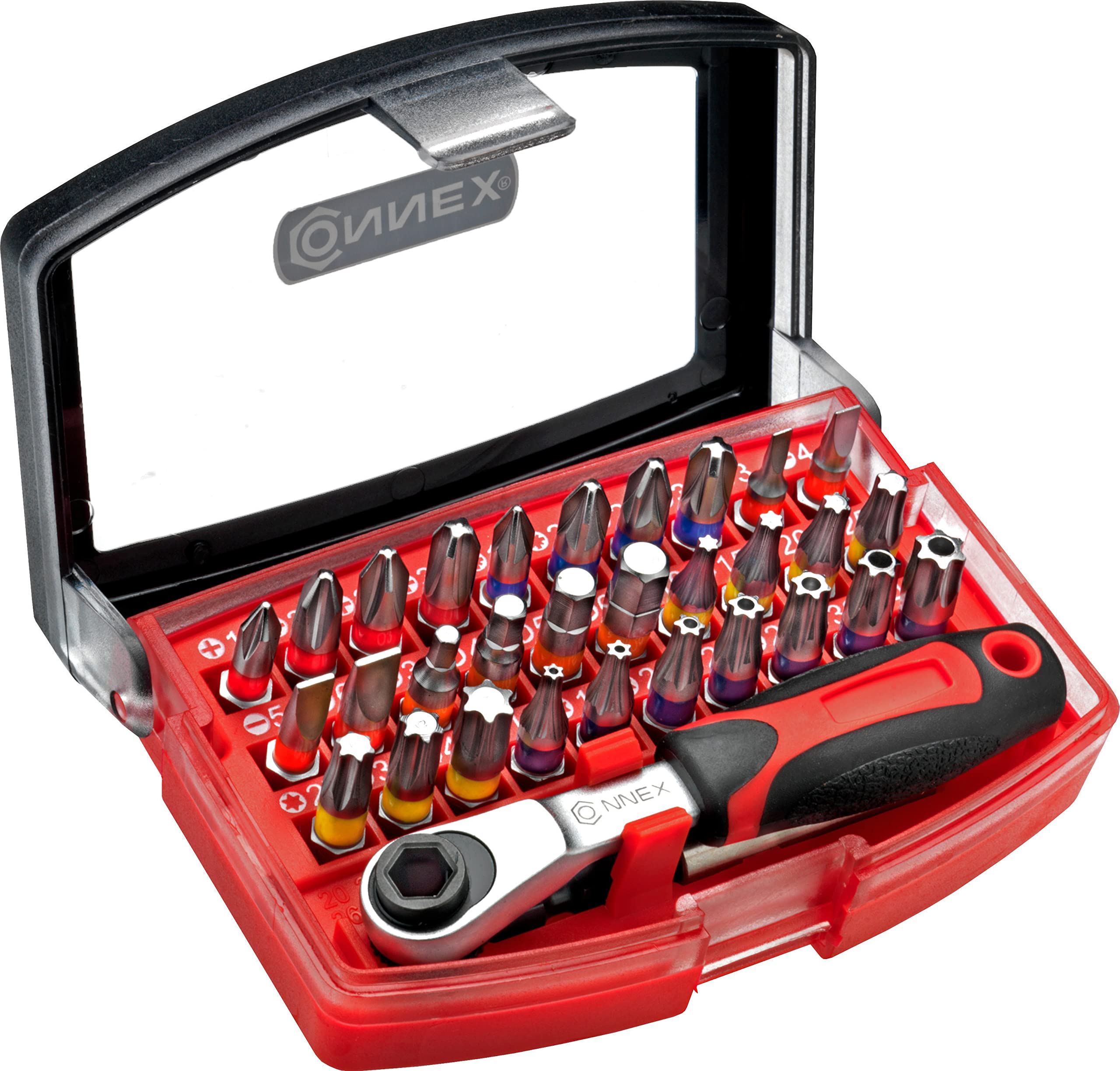 Connex COXB973832 Bit Set with Mini Ratchet, Multi-Colour, 1/4-Inch, Set of 4 Piece