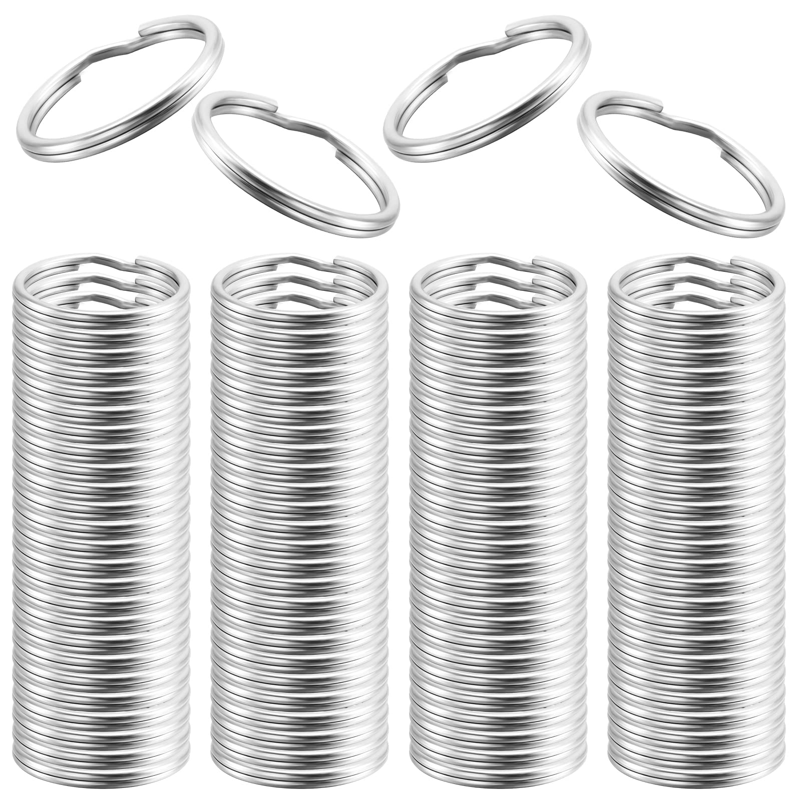 Bememo 100 Pack Key Ring Round Hoop Small Metal Split Rings for Home Keys Organization and Craft Making, Silver (15 mm/ 0.59 inch)