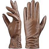 Dsane Womens Winter Leather Touchscreen Texting Warm Driving Lambskin Pure Genuine leather Gloves