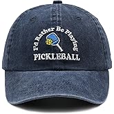 Waldeal Pickleball Hat, I'd Rather Be Playing Pickleball Baseball Cap, Adjustable Washed Baseball Cap for Men Women