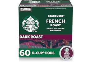 Starbucks K-Cup Coffee Pods, Dark Roast Coffee, French Roast for Keurig Brewers, 100% Arabica, 6 boxes (60 pods total)
