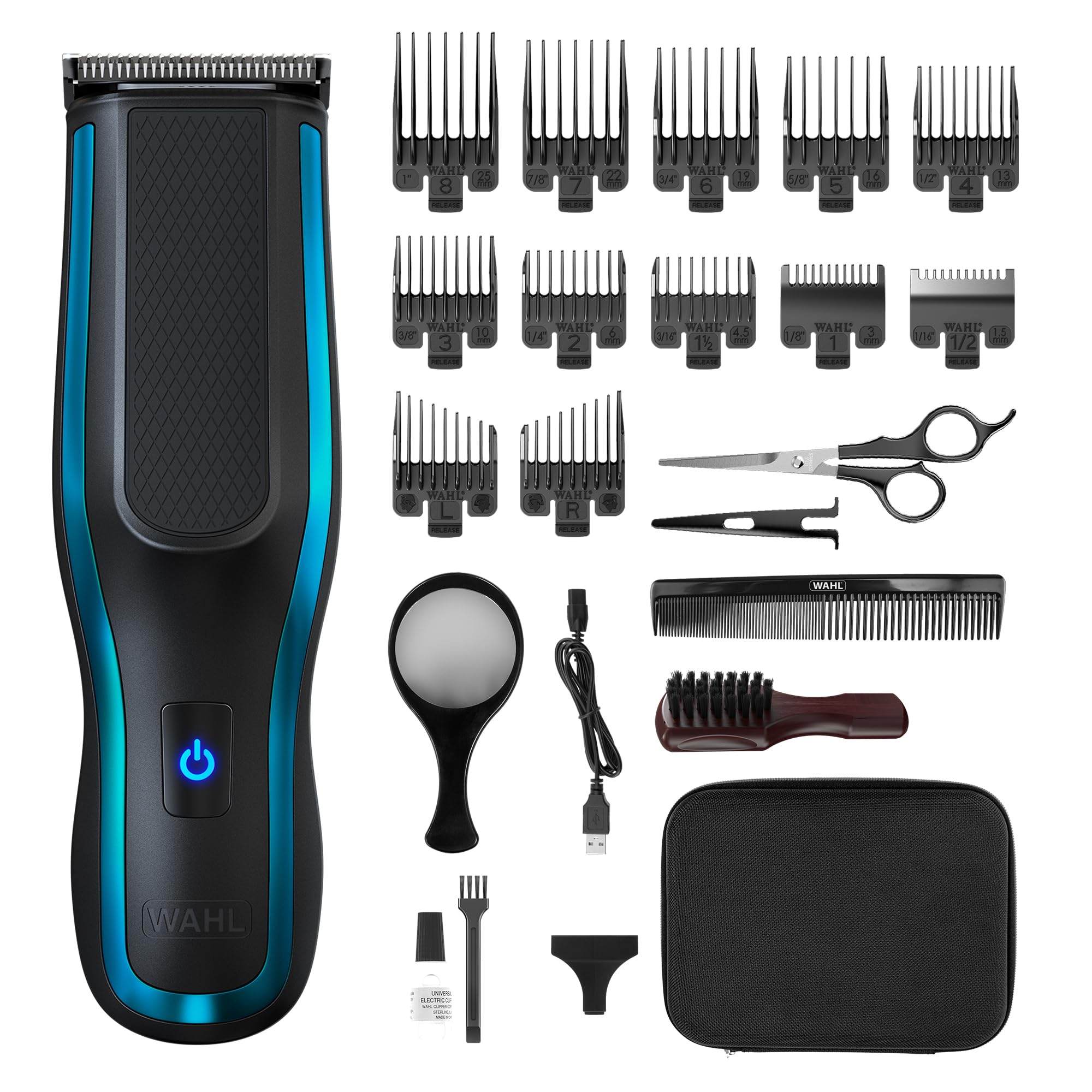 WAHL Self Clip 360 Clipper Kit - Haarschneidemaschine, kabellos, schwarz, 10 Aufsteckkämme, USB-Aufladung, langlebiger Akku, zur Heimanwendung, abwaschbarer Schneidsatz, guter Grip, sehr leicht