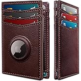 miyozi Airtag Slim Leather Wallet for Men - 12-Card Capacity, Magnetic Closure, Money Clip & Simplified Bill Compartment, RFID Blocking (4.3" x 3.0") | Gift Boxed
