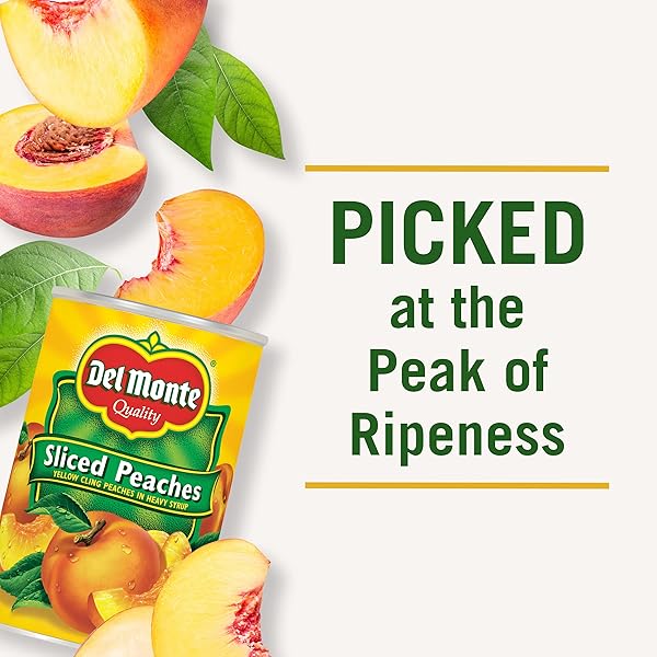 DEL MONTE SLICED YELLOW CLING PEACHES IN HEAVY SYRUP, 24 PACK, 15.25 OZ CANS