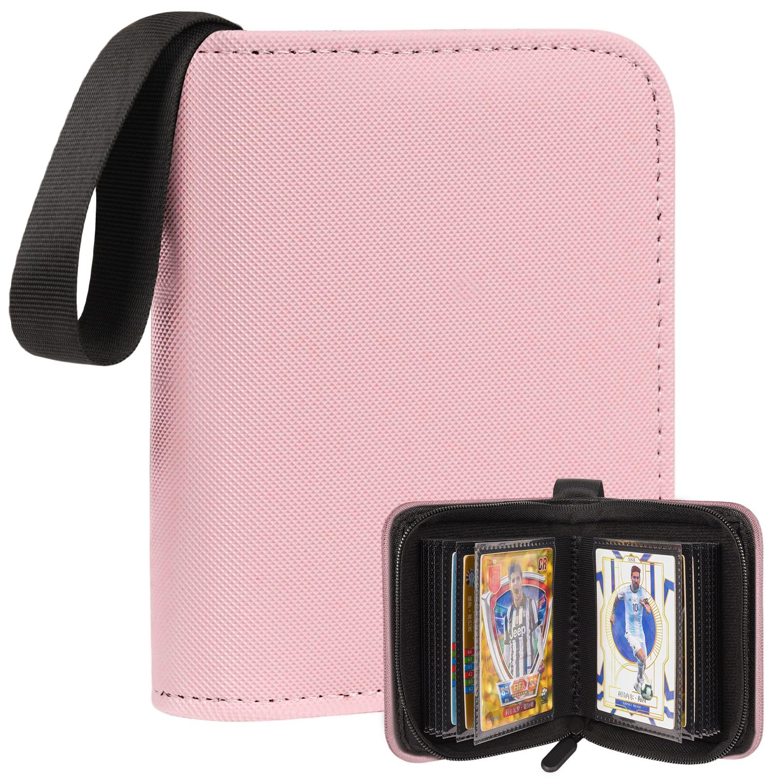 Photo 1 of 1 Pocket Card Binder – Collectible Trading Card Album, Single Card Holder with 20 Pages, Holds 40 Cards, Side-Loading Mini Binder for TCG, MTG, Sports, Baseball, Football, Small Sports Card Book,Pink