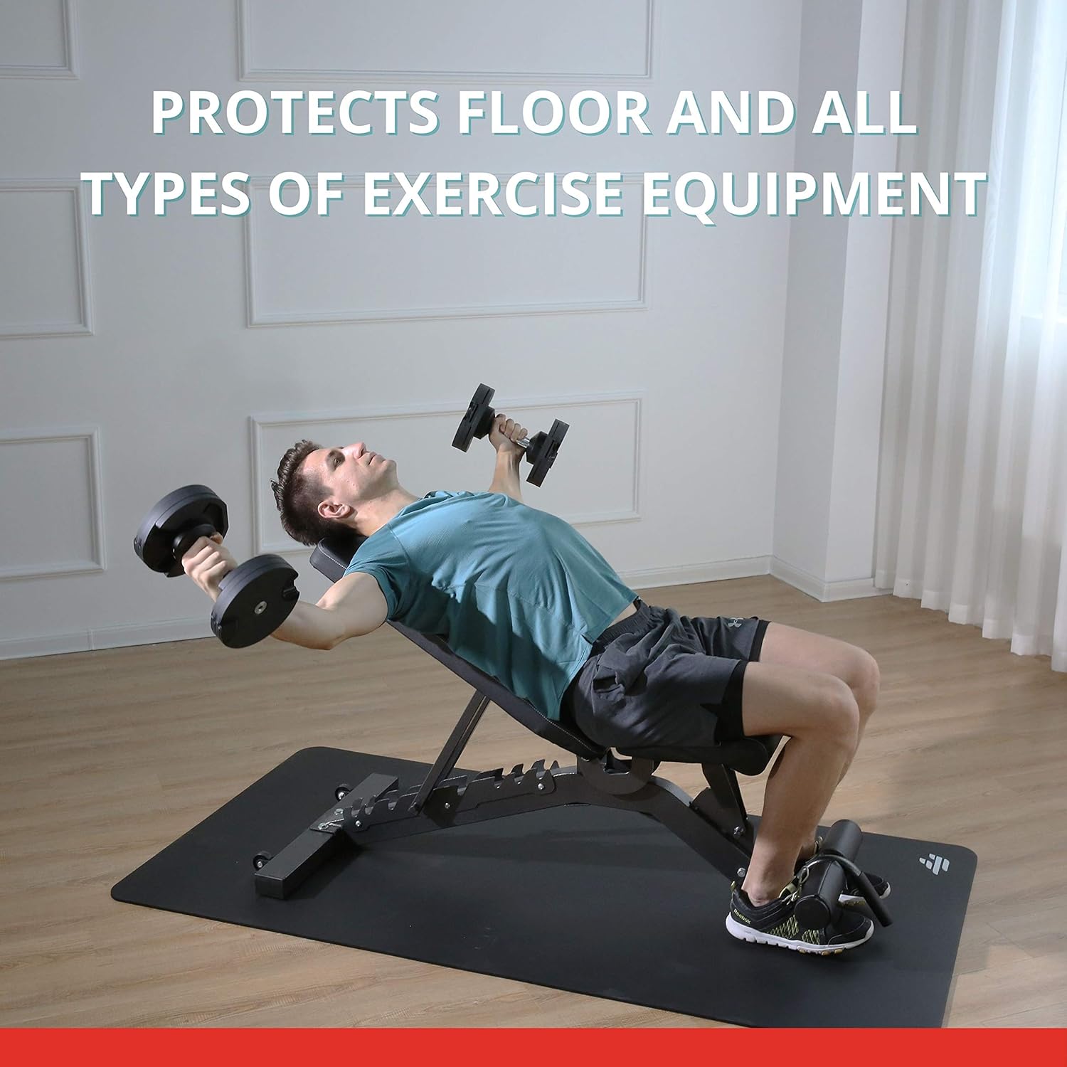 Finer Form Exercise Equipment Floor Mat for Weight Benches, Treadmill, Exercise Bikes, Elliptical, HIIT, Yoga, Tabata, Cardio, Jump Rope in Your Home Gym - Good for both Floor and Carpet : Sports & Outdoors