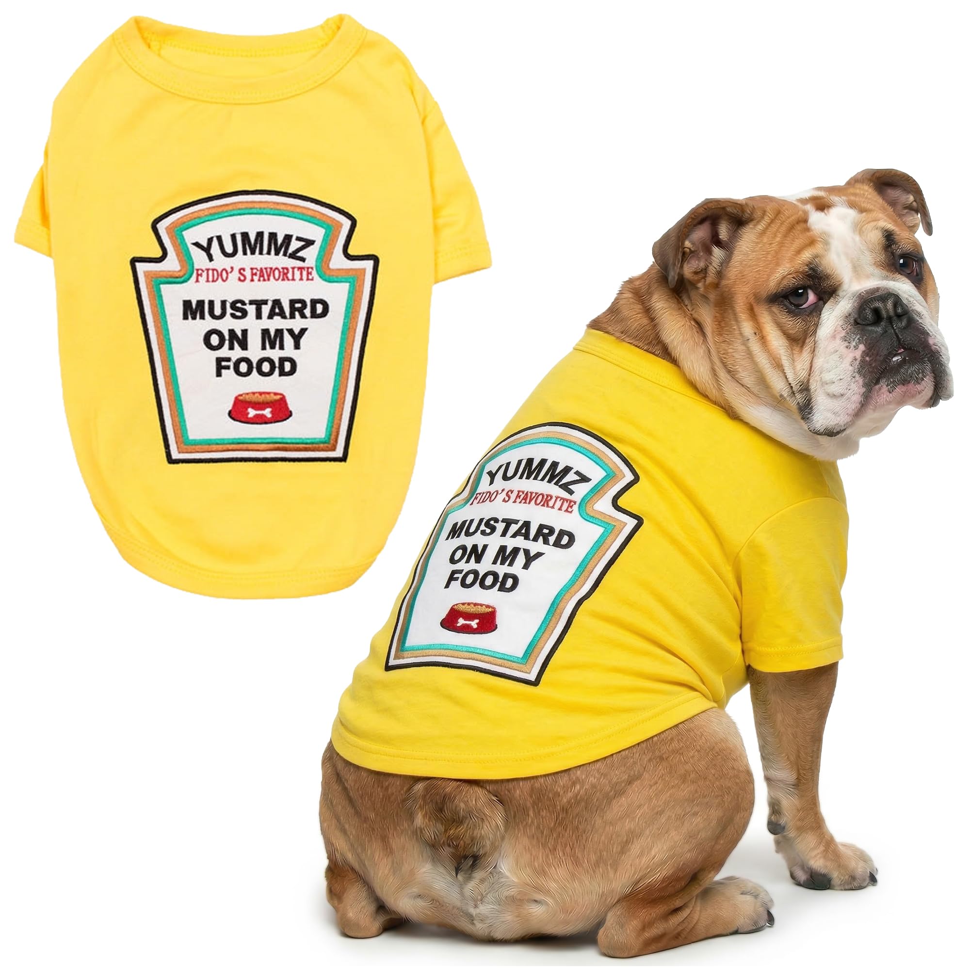 Parisian Pet - Funny Dog Cat Pet Costumes, Shirt Outfits for Halloween - Police, Prisoner, Ketchup, Mustard, Doctor, Firefighter, Sailor, Pirate (Mustard Licker, 3XL)