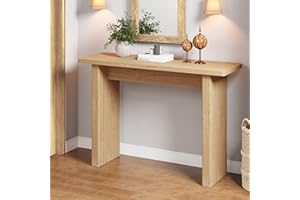 RUSTYER Fluted Entryway Console Table, Wooden Rectangular Sofa Table for Entrance, Narrow Wood Entryway Small Long Entry Table for Hallway, Living Room (Natural)