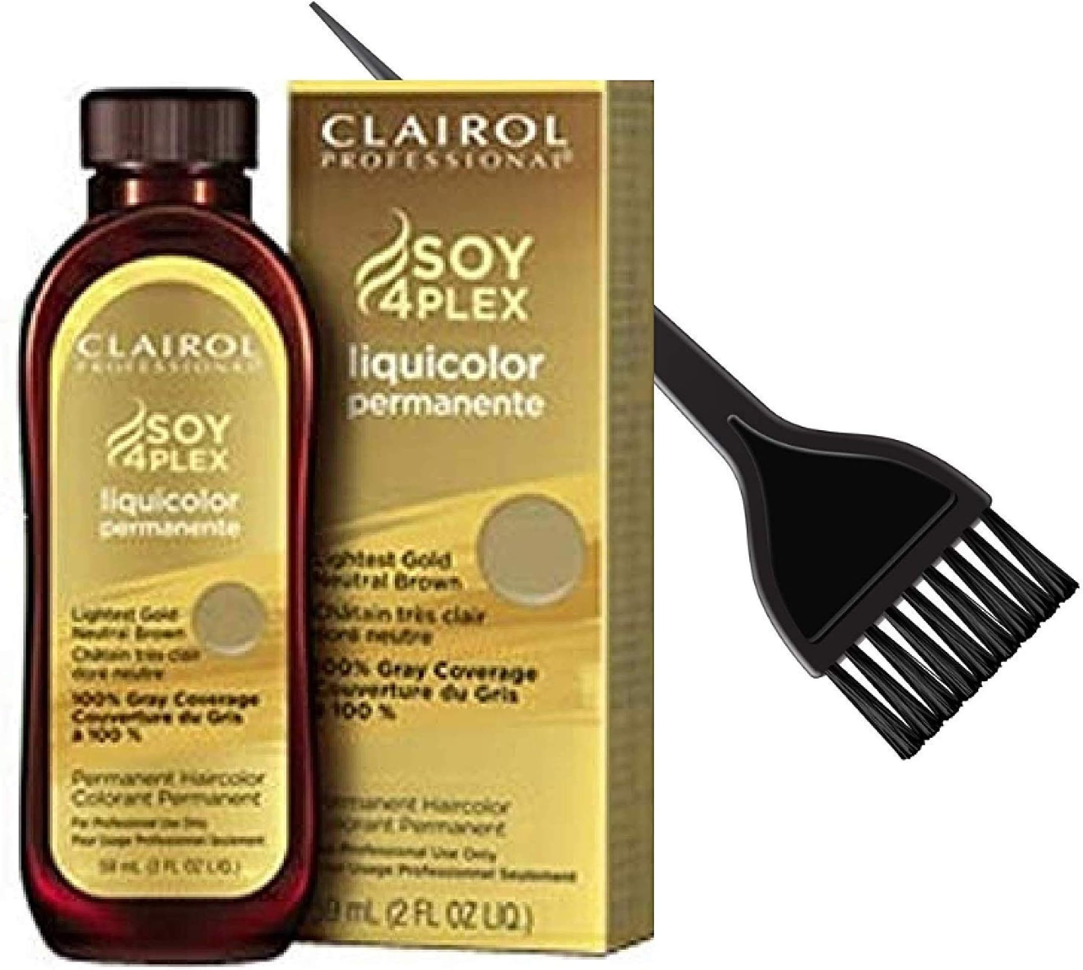 Clairol Soy4Plex LiquiColor PERMANENT Liquid HAIR COLOR (w/Sleek Tint Brush) Gray Busters Permanente Professional Grey Haircolor (7A / 42D Medium Cool Blonde Moongold)