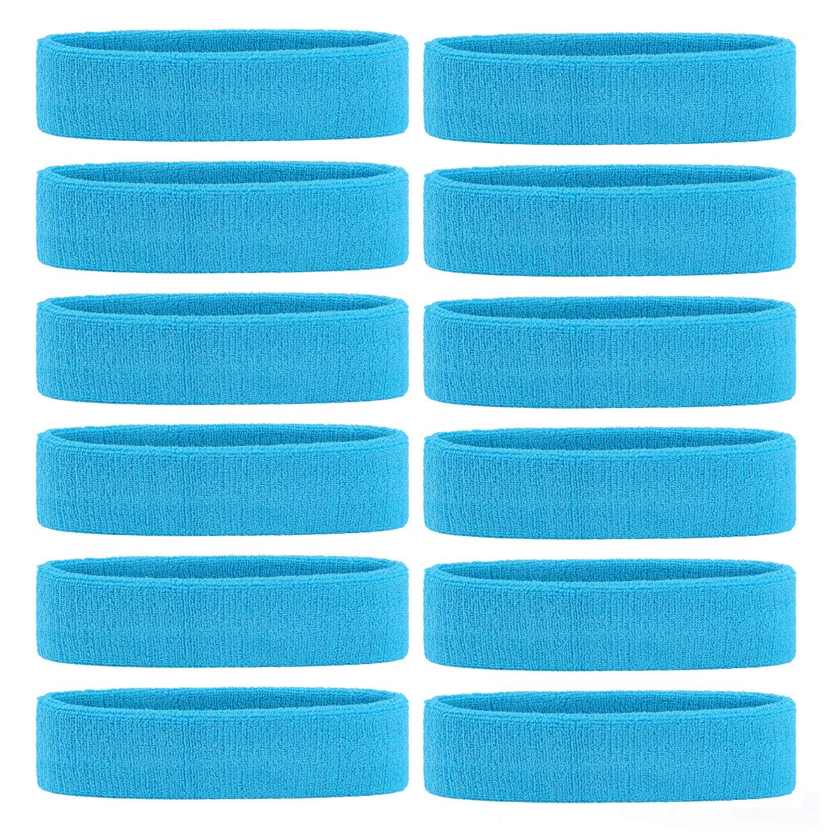 ONUPGO Sweatband Headband for Men & Women - 12 PCS Sports Headbands Moisture Wicking Athletic Cotton Terry Cloth Sweatband Sweat Absorbing Head Band — image 1