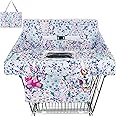 Floral Shopping Cart Cover & Grocery Cart Cover, Portable 2-in-1 High Chair Cover with Safety Harness, Multifunctional Cart Covers with Clear Phone Pouch
