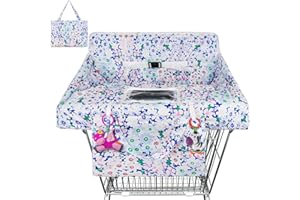 YRHSNCLSDG Floral Shopping Cart Cover & Grocery Cart Cover for Baby, Portable 2-in-1 High Chair Cover with Safety Harness, Multifunctional Cart Covers for Babies with Clear Phone Pouch