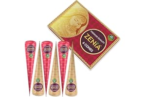 Zenia 6 Pack 100% Natural Ready to Use Henna Paste Hair Color Hair Dye Cones Reddish Brown Color