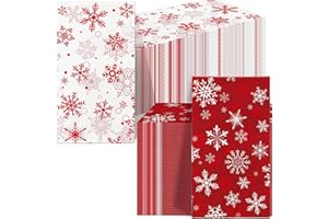 OIGCO 100 Pcs Christmas Guest Napkins Snowflakes Disposable Paper Napkins Winter Christmas Cocktail Guest Hand Towel for Party Table Dinner Kitchen Bathroom