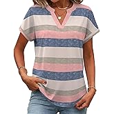 Zeagoo Womens Tops Short Sleeve Summer V Neck Shirts Work Blouses Business Outfits Fashion Clothing