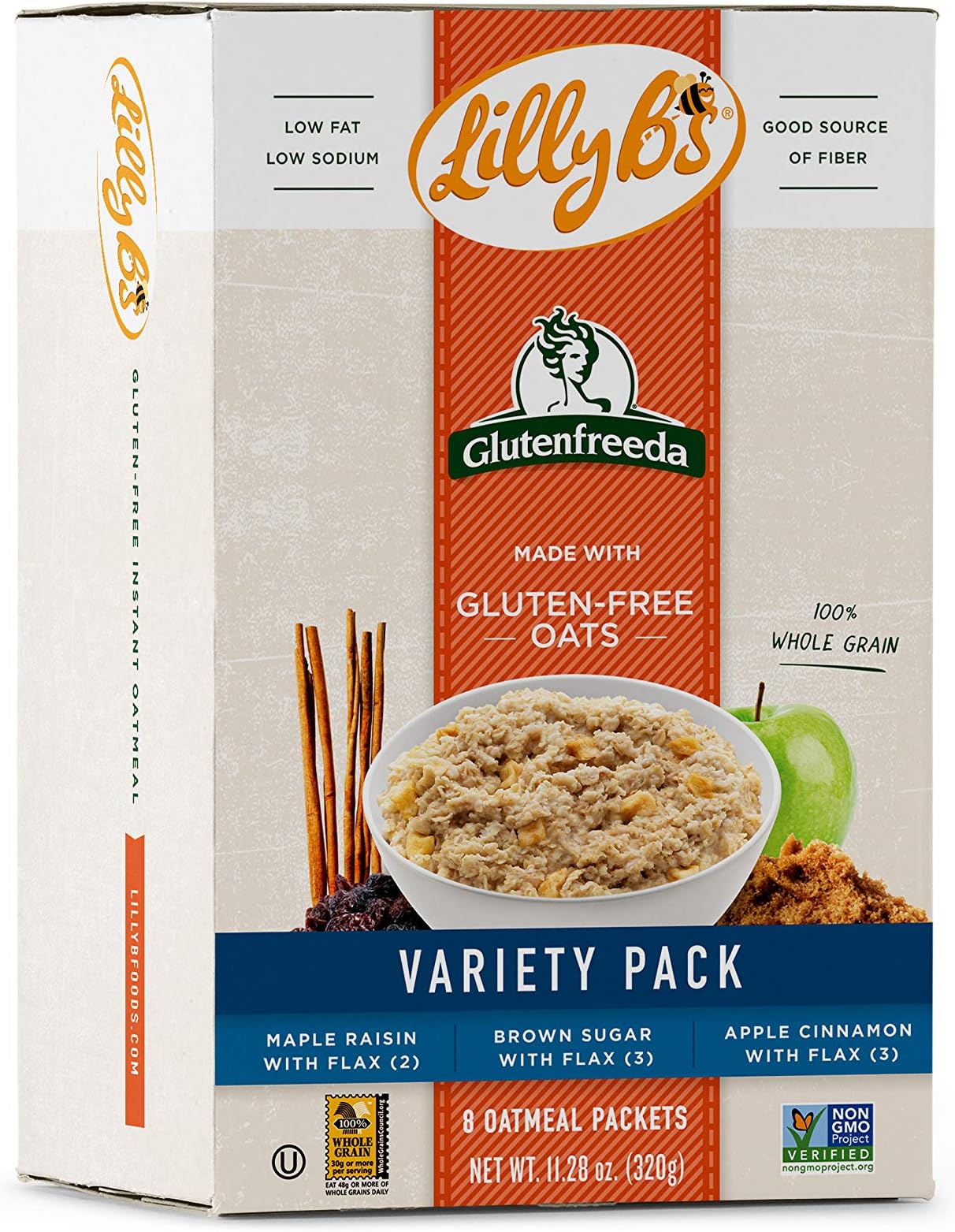 Glutenfreeda Gluten Free Instant Oatmeal, Variety Pack, 6-packet Box, 8 Pack