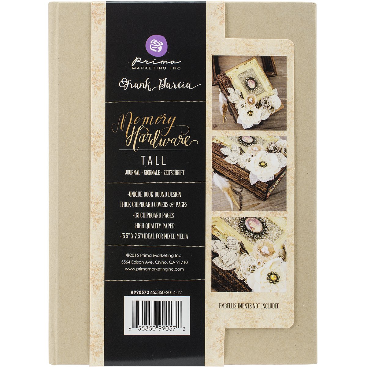 Prima Marketing Memory Hardware Chipboard Journal 5.5 x 7.5-inch, Kraft Tall W/6 Pages, 7.5"x5.5"