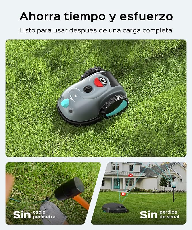 Cortador de relva robótico V100 sem cabo perimetral, com câmara, sistema de evitação de obstáculos, navegação visual, bateria 4 Ah, corta-relva robótica com lâminas de substituição e corte em espiral