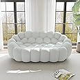 WJShome Bubble Loveseat Sofa,78.74'' Modern Upholstered Sofa, 2 Seater Mesh Fabric Love Seat Floor Sofa, 3D Honeycomb Shape Curved Couch for Living Room, Office, Apartment (Light Grey, 79.53" D)